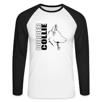 BORDER COLLIE Chiens Chiens Chien de troupeau Wilsigns - T-shirt baseball manches longues Homme - blanc/noir - Devant - Nik (191cm)