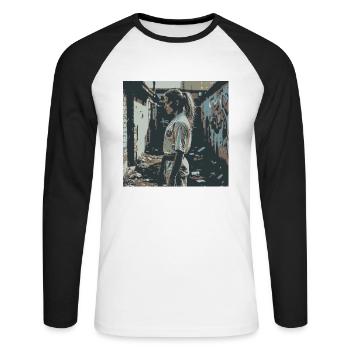 Focus - Streetfight - T-shirt baseball manches longues Homme - blanc/noir - Devant - Nik (191cm)