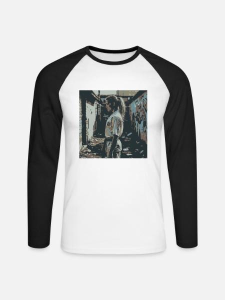 Focus - Streetfight - Unisex Long Sleeve Baseball T-Shirt - white/black