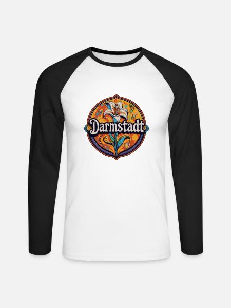Darmstadt Lily - Unisex Long Sleeve Baseball T-Shirt - white/black