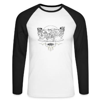 Aircooled Life - Klassische Autokultur (Motor) - Unisex Baseballshirt langarm - Weiß/Schwarz - Vorne - Nik (191cm)