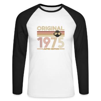 1975 - Unisex Long Sleeve Baseball T-Shirt - white/black - Front - Nik (191cm)