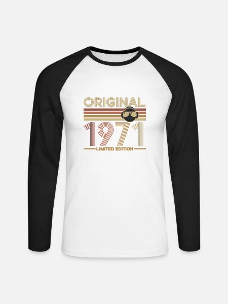 1971 - Unisex Long Sleeve Baseball T-Shirt - white/black