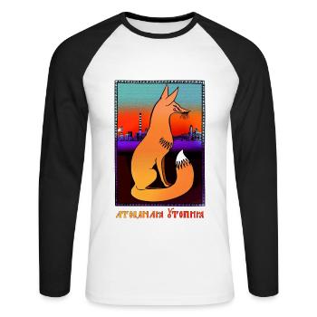 Atomic Utopia - Nuclear Fox - Unisex Long Sleeve Baseball T-Shirt - white/black - Front - Nik (191cm)