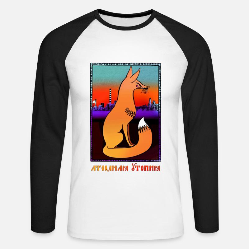 Atomic Utopia - Nuclear Fox - Unisex Long Sleeve Baseball T-Shirt - white/black