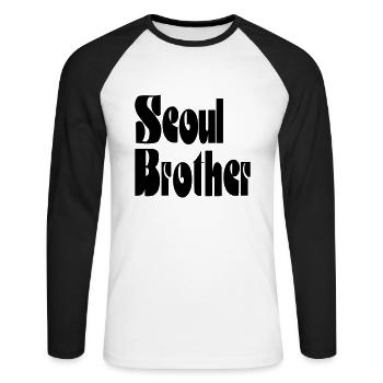 Seoul Brother - Unisex Long Sleeve Baseball T-Shirt - white/black - Front - Nik (191cm)