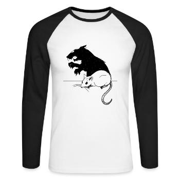 Mouse - Unisex Long Sleeve Baseball T-Shirt - white/black - Front - Nik (191cm)