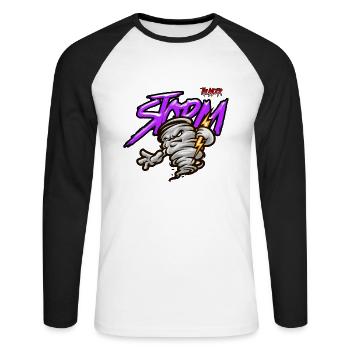 God of thunder cool cartoon - Unisex Baseballshirt langarm - Weiß/Schwarz - Vorne - Nik (191cm)