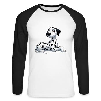 dalmatien - T-shirt baseball manches longues Homme - blanc/noir - Devant - Nik (191cm)