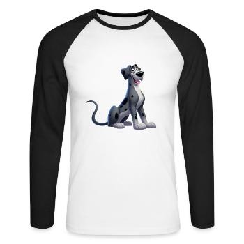 Deutsche Dogge - Unisex Baseballshirt langarm - Weiß/Schwarz - Vorne - Nik (191cm)