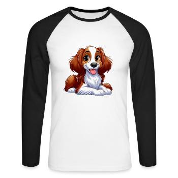 Brittany Spaniel 12 - Unisex Long Sleeve Baseball T-Shirt - white/black - Front - Nik (191cm)