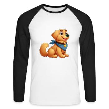 Labrador 3 - Unisex Baseballshirt langarm - Weiß/Schwarz - Vorne - Nik (191cm)