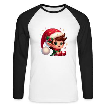 lutin 4 - T-shirt baseball manches longues Homme - blanc/noir - Devant - Nik (191cm)