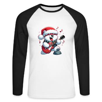 polar bear 7 - T-shirt baseball manches longues Homme - blanc/noir - Devant - Nik (191cm)