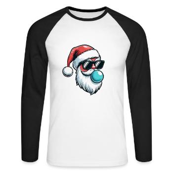 Spaß des Weihnachtsmanns - Unisex Baseballshirt langarm - Weiß/Schwarz - Vorne - Nik (191cm)