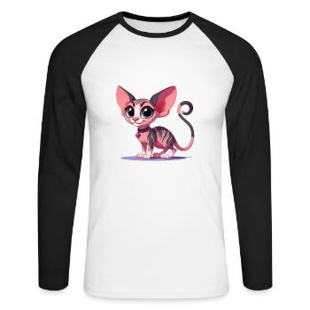 Sphynx - Unisex Baseballshirt langarm - Weiß/Schwarz - Vorne - Nik (191cm)