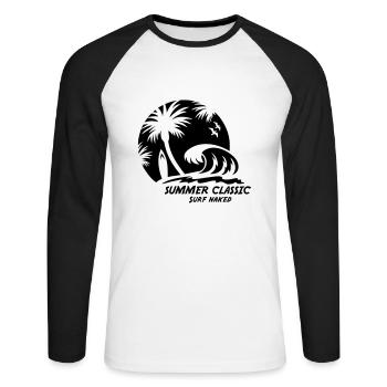 SUMMER CLASSIC - T-shirt baseball manches longues Homme - blanc/noir - Devant - Nik (191cm)