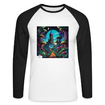 Fantasy land dreamscape - Unisex Long Sleeve Baseball T-Shirt - white/black - Front - Nik (191cm)