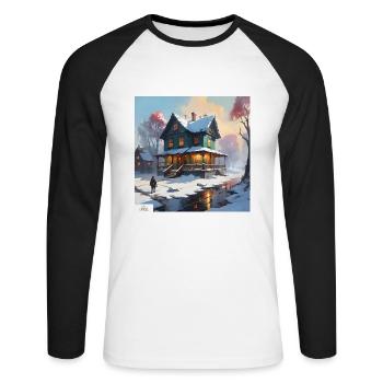 Quiet winter home - Unisex Long Sleeve Baseball T-Shirt - white/black - Front - Nik (191cm)