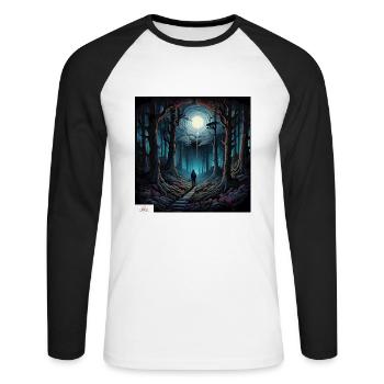 Spooky forest wanderer - Unisex Long Sleeve Baseball T-Shirt - white/black - Front - Nik (191cm)