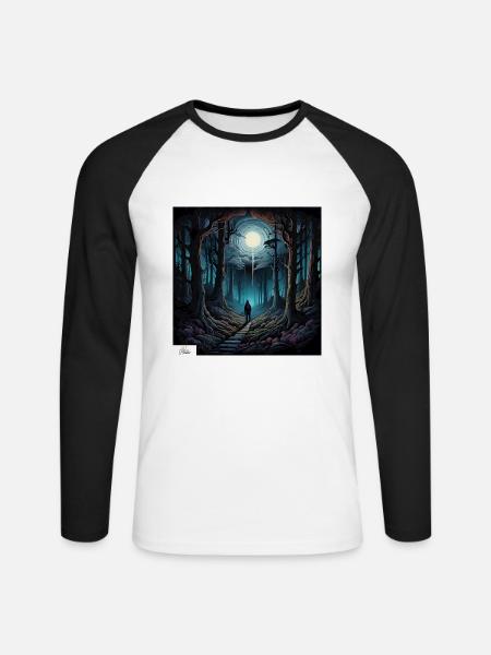 Spooky forest wanderer - Unisex Long Sleeve Baseball T-Shirt - white/black