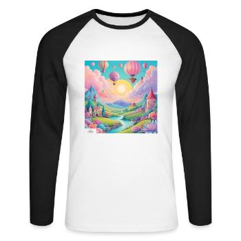 Lovely & joyful fantasy dreamscape - Unisex Long Sleeve Baseball T-Shirt - white/black - Front - Nik (191cm)