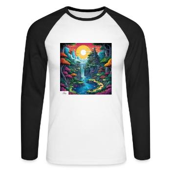 Sanctuaire comique paisible - T-shirt baseball manches longues Homme - blanc/noir - Devant - Nik (191cm)
