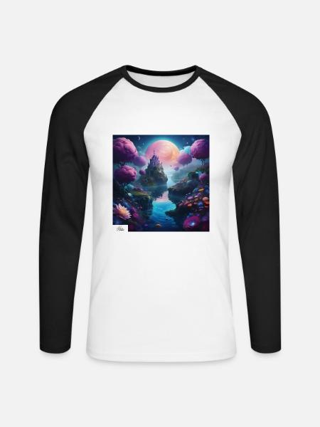 Ethereal kingdom dreamscape - Unisex Long Sleeve Baseball T-Shirt - white/black
