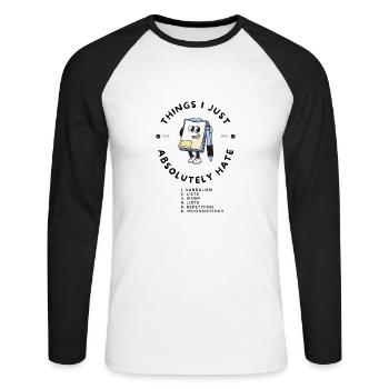 Irony list cartoon - Unisex Long Sleeve Baseball T-Shirt - white/black - Front - Nik (191cm)