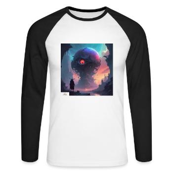 Dessin animé de la vie de la fourchette - T-shirt baseball manches longues Homme - blanc/noir - Devant - Nik (191cm)