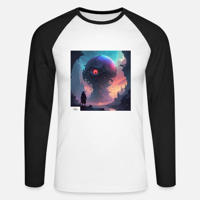 Gabel Leben Karikatur - Unisex Baseballshirt langarm - Weiß/Schwarz