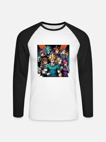 Manga Freundschaft Helden - Unisex Baseballshirt langarm - Weiß/Schwarz