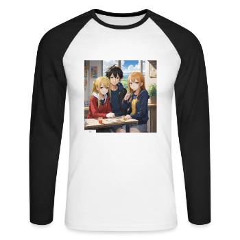 Anime Art Class Friends - Unisex Long Sleeve Baseball T-Shirt - white/black - Front - Nik (191cm)