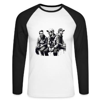 3 amis de l’encre - T-shirt baseball manches longues Homme - blanc/noir - Devant - Nik (191cm)