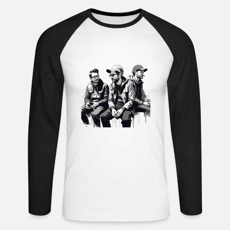 3 Tintenfreunde - Unisex Baseballshirt langarm - Weiß/Schwarz