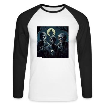 Les amis de la soirée - T-shirt baseball manches longues Homme - blanc/noir - Devant - Nik (191cm)