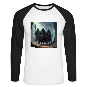 Freunde der antiken Fantasy - Unisex Baseballshirt langarm - Weiß/Schwarz - Vorne - Nik (191cm)