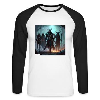 Mages et sorciers Amis - T-shirt baseball manches longues Homme - blanc/noir - Devant - Nik (191cm)