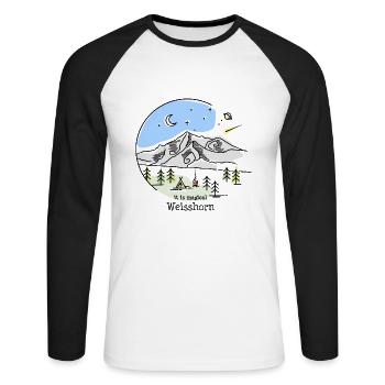 Weisshorn 4000er Mountain Valais Mountaineer Souvenir - Unisex Long Sleeve Baseball T-Shirt - white/black - Front - Nik (191cm)