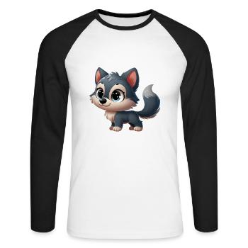wolf 3 - T-shirt baseball manches longues Homme - blanc/noir - Devant - Nik (191cm)