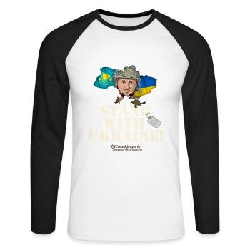 Kazakhstan Ukraine - Unisex Long Sleeve Baseball T-Shirt - white/black - Front - Nik (191cm)