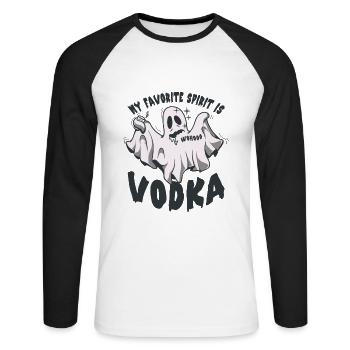 Meine Lieblingsspirituose ist Vodka - Unisex Baseballshirt langarm - Weiß/Schwarz - Vorne - Nik (191cm)