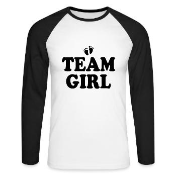 Team girl - T-shirt baseball manches longues Homme - blanc/noir - Devant - Nik (191cm)