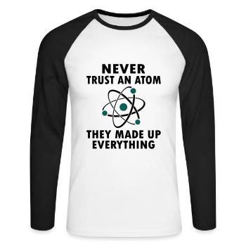 Never Trust An Atom - T-shirt baseball manches longues Homme - blanc/noir - Devant - Nik (191cm)