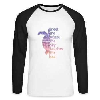 Turtle Schildröte - Unisex Baseballshirt langarm - Weiß/Schwarz - Vorne - Nik (191cm)