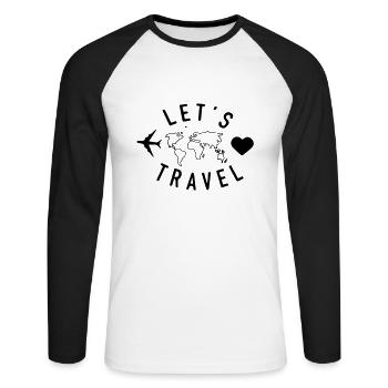 Let's travel - Unisex Long Sleeve Baseball T-Shirt - white/black - Front - Nik (191cm)
