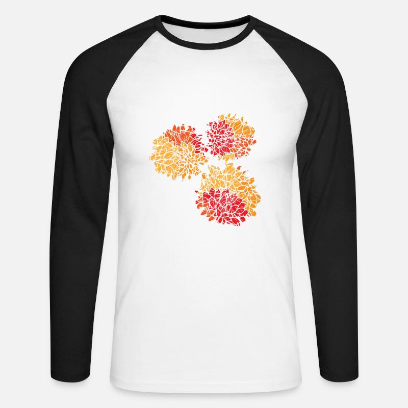 Blumen mit Blumen Muster - Unisex Baseballshirt langarm - Weiß/Schwarz