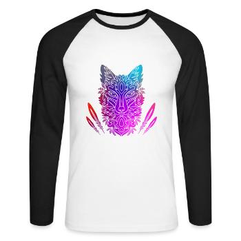 Fuchs - Unisex Baseballshirt langarm - Weiß/Schwarz - Vorne - Nik (191cm)