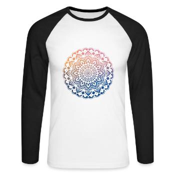 Mandala - Unisex Baseballshirt langarm - Weiß/Schwarz - Vorne - Nik (191cm)