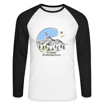 Finsteraarhorn Mountain Summit Bernese Alps Ascent - Unisex Long Sleeve Baseball T-Shirt - white/black - Front - Nik (191cm)